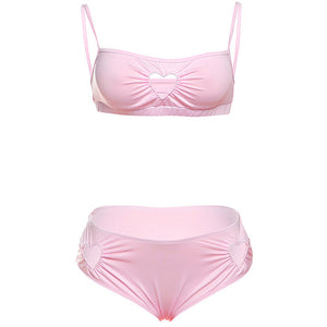 Pink Heart Cutout Lingerie Set