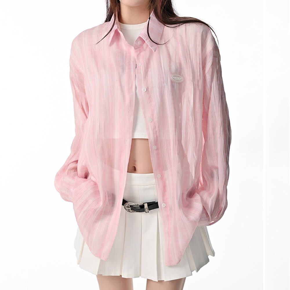 Pink Sheer Oversized Shirt
