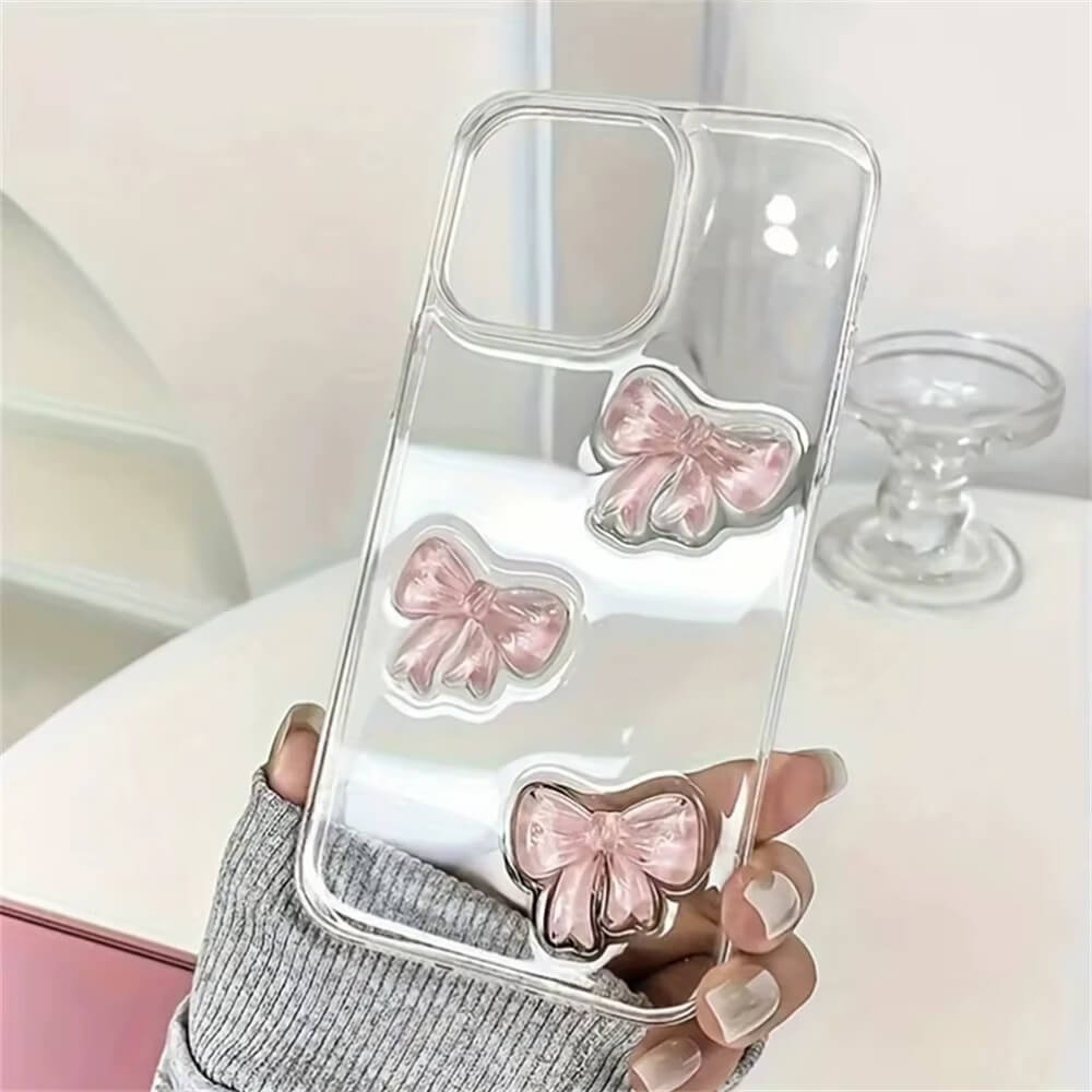 Pink Bows Clear iPhone Case