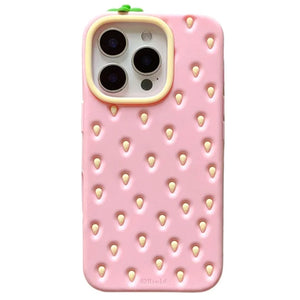 Pink Strawberry 3D iPhone Case