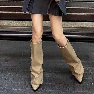 Pointed Toe Wide Calf Boots