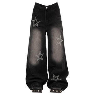 Rhinestone Star Wide Leg Jeans