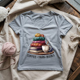 Coffee Yarn Books Lady V-neck