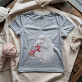 Woolly Knitting Lady V-neck