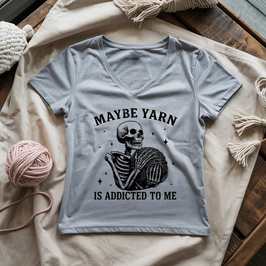 Yarn Is Addicted To Me Lady V-neck
