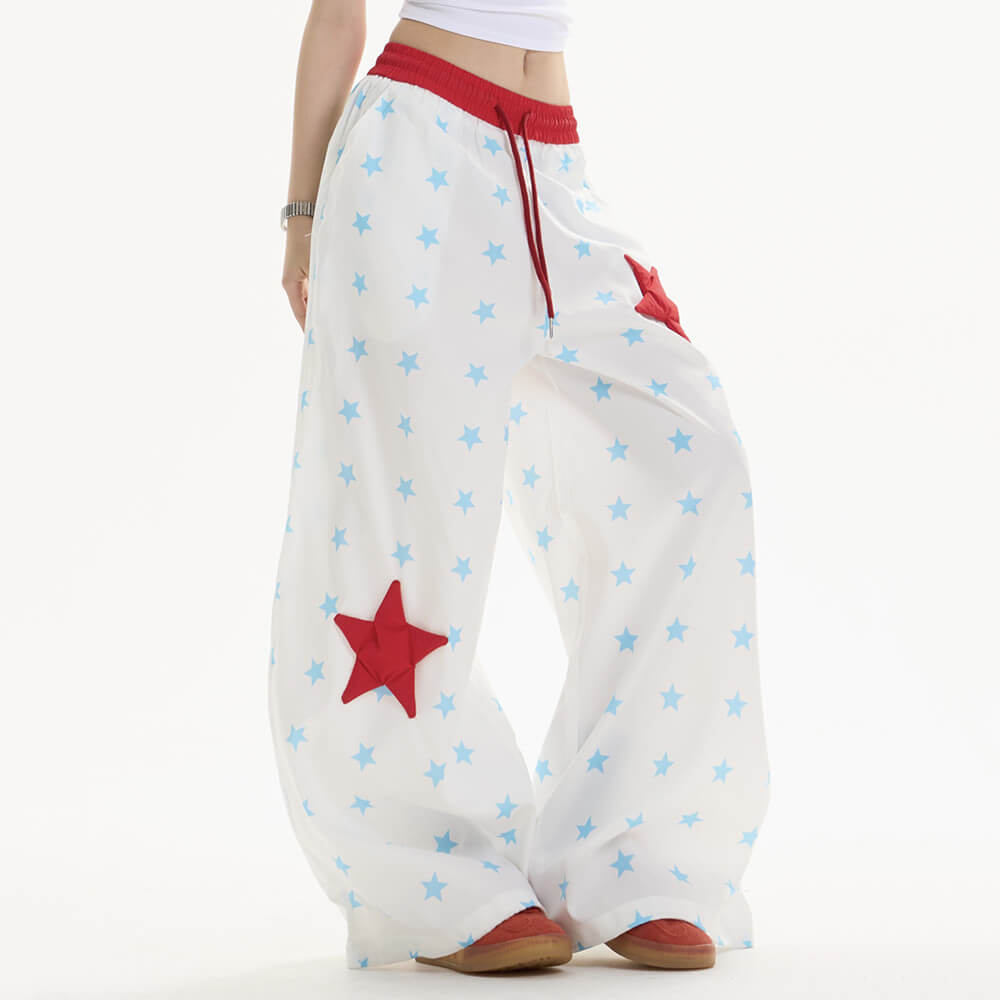 Star Girl Aesthetic Wide-Leg Trousers