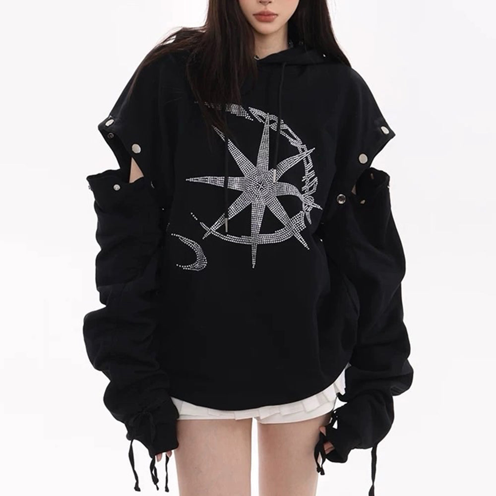 Sun & Moon Rhinestone Hoodie