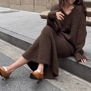 Mocha Sweater & Skirt Co-Ord