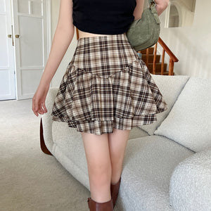 Preppy Aesthetic Plaid Ruffle Mini Skirt