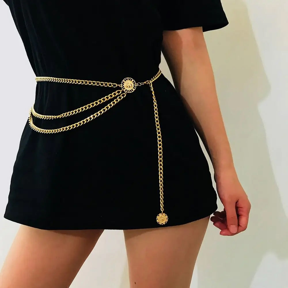 Vintage Style Coin Layered Chain Belt