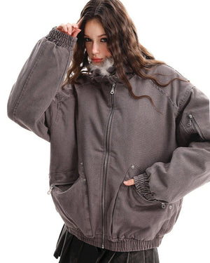 Not Your Babydoll Fur Trim Bomber Jacket