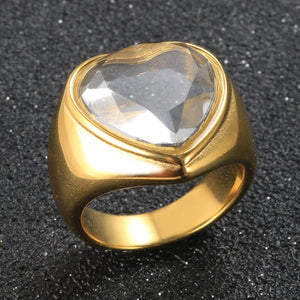 Y2K Diamond Heart Chunky Ring