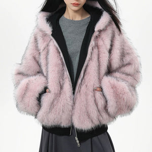 Y2K Fur-Lined Zip-Up Jacket
